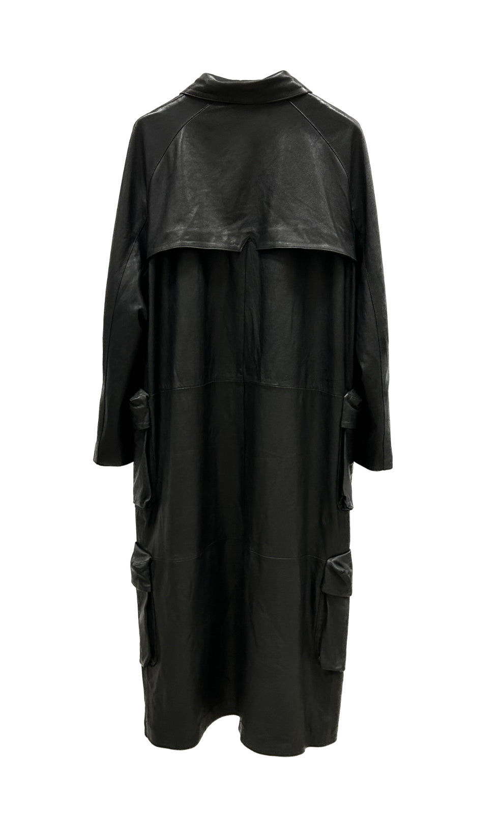 Leather Cargo Trench - Black
