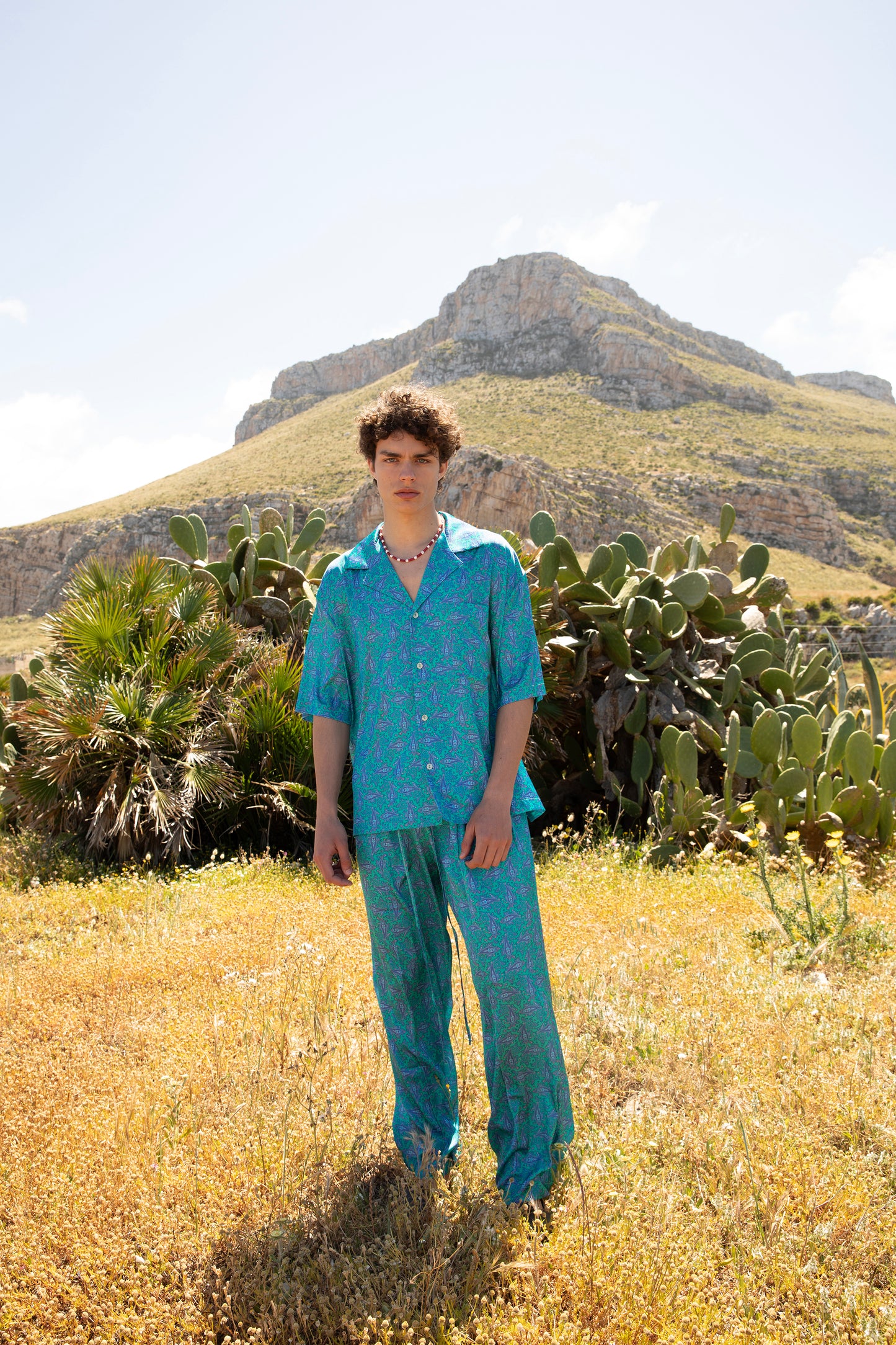 Pants - Green paisley