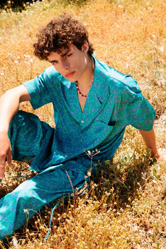 Bowling shirt - Green Paisley