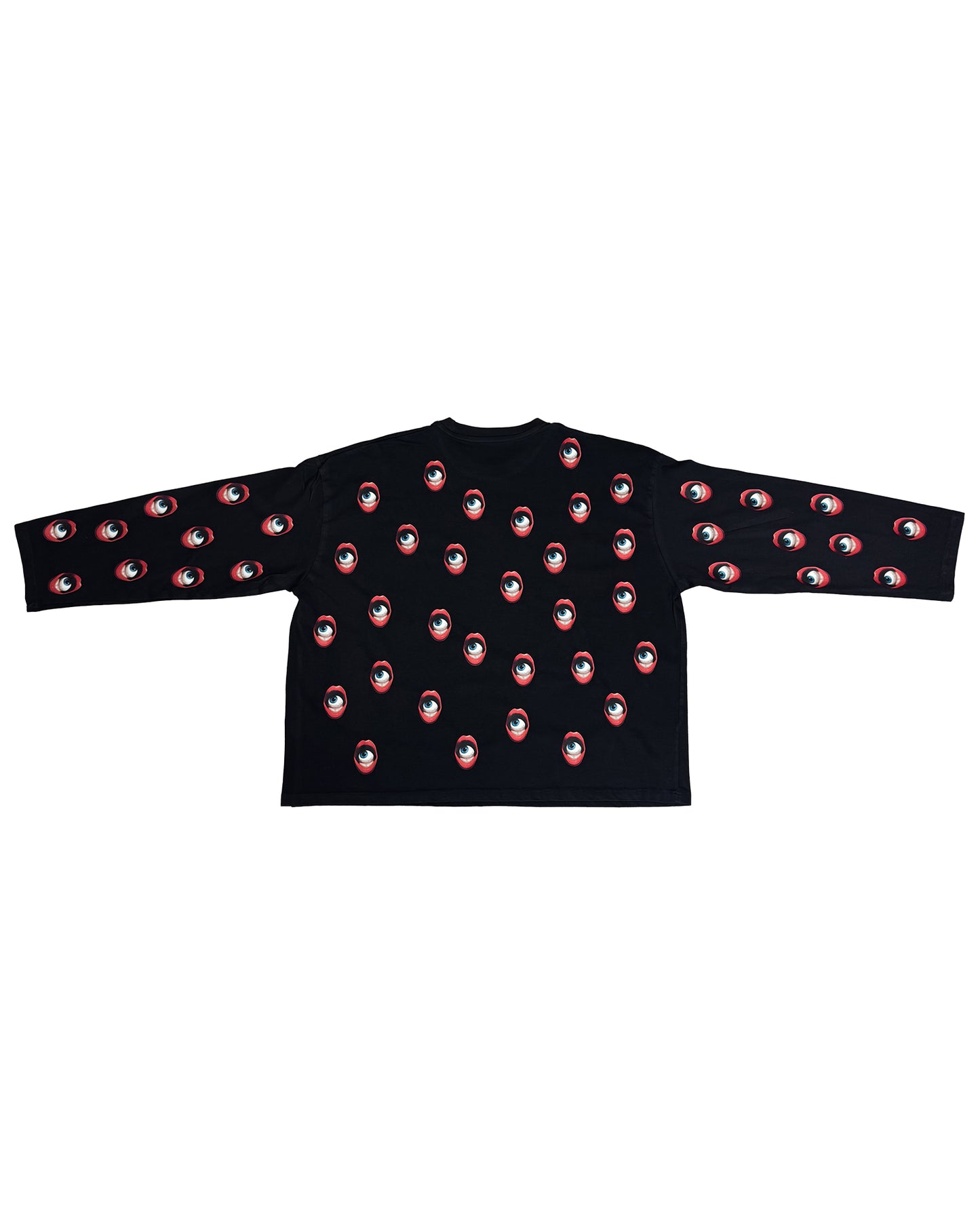 T-shirt maniche lunghe occhi - Nera