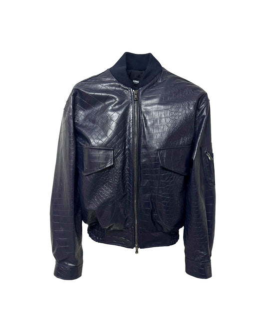 Bomber in pelle - Blu