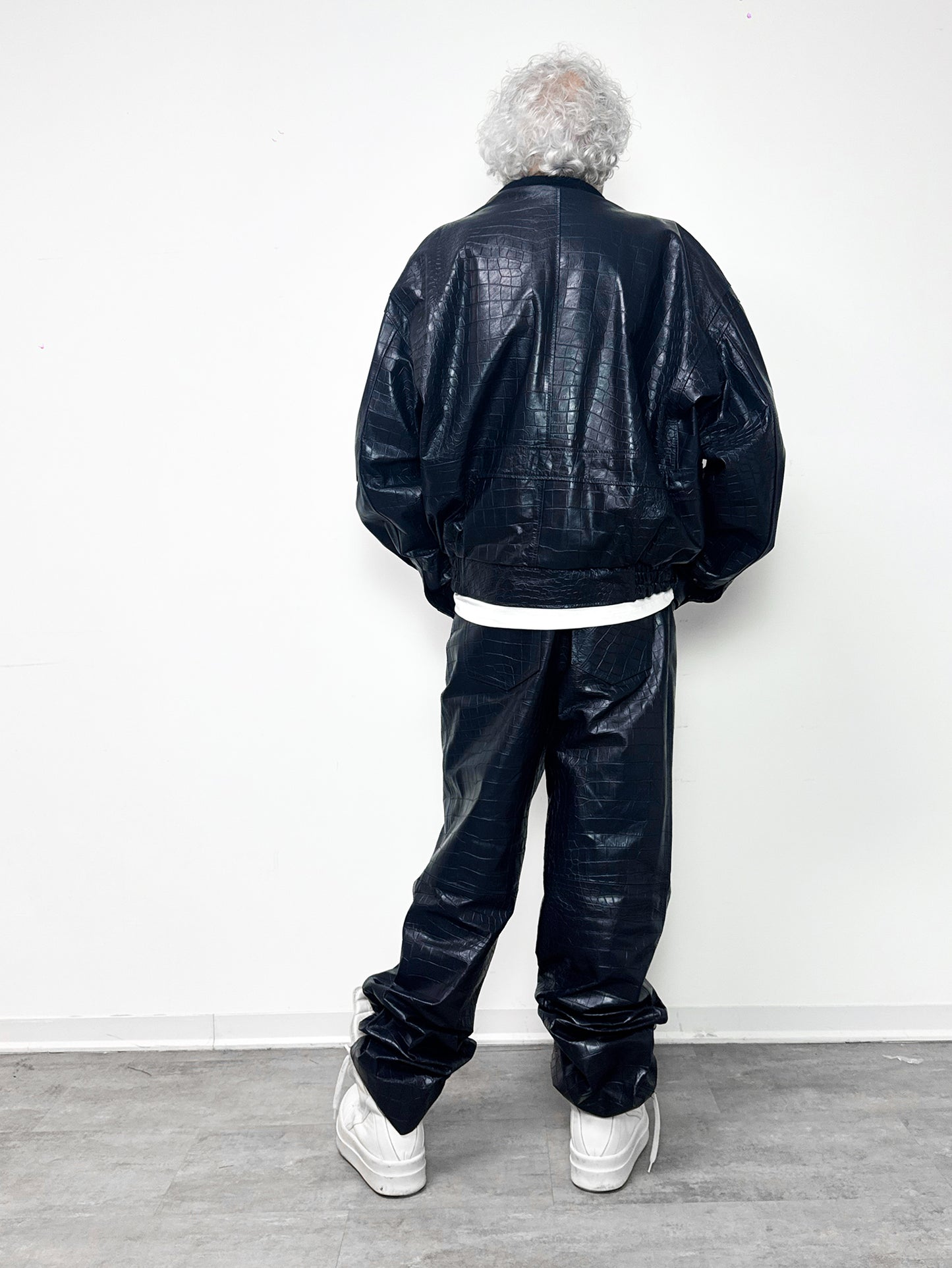 Bomber in pelle - Blu