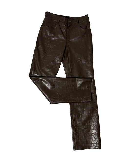 Pantalone in pelle - Marrone