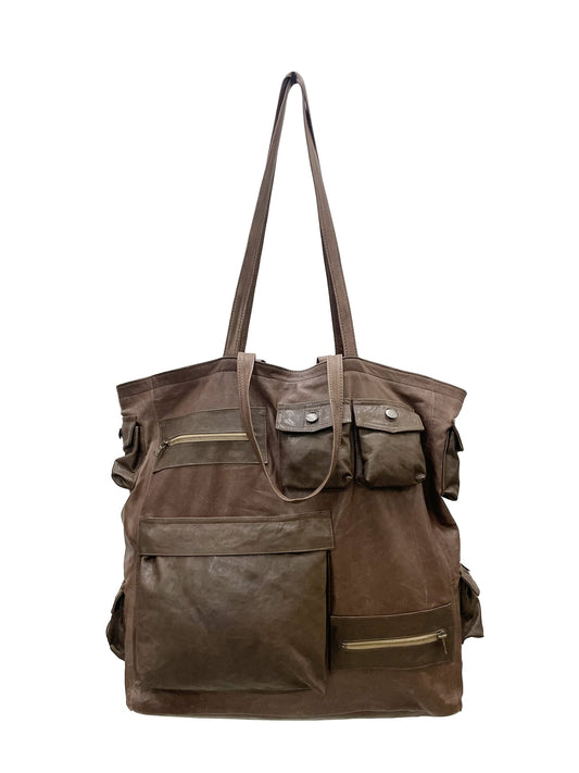 Leather Cargo Bag - Brown