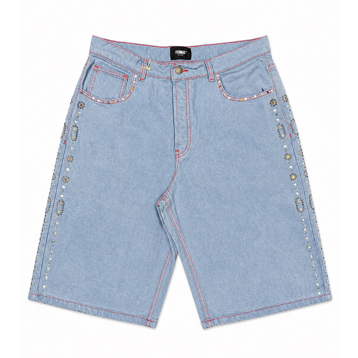 Denim bermuda ricamato - Cerulei