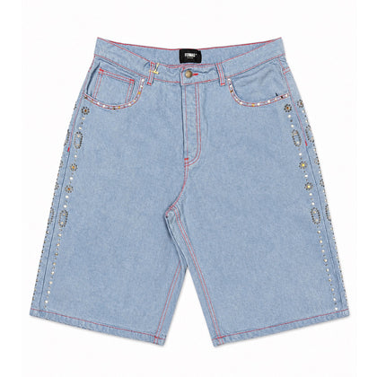 Denim bermuda ricamato - Cerulei