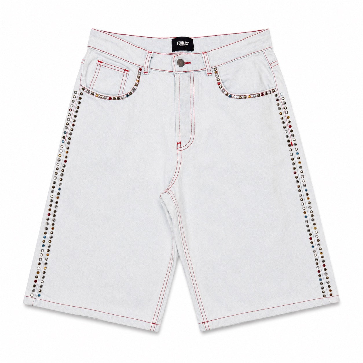 Denim bermuda ricamato - Light blue