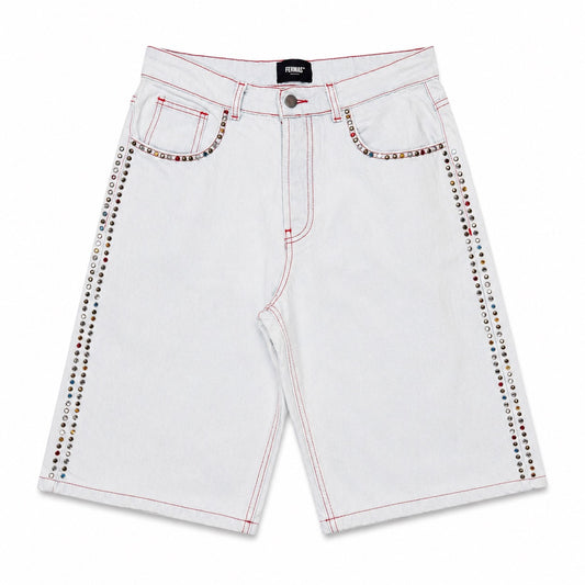 Denim bermuda ricamato - Light blue
