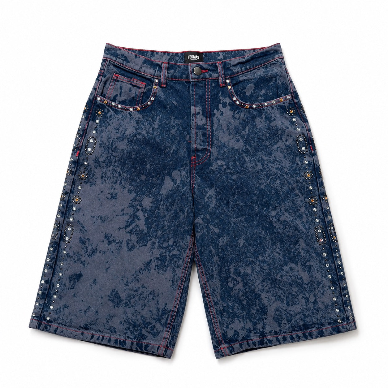 Denim bermuda ricamato - Stoneblue