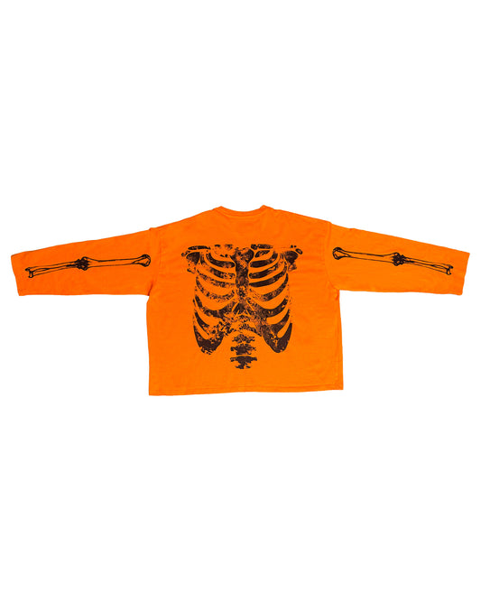 T-shirt maniche lunghe skeleton - Arancio