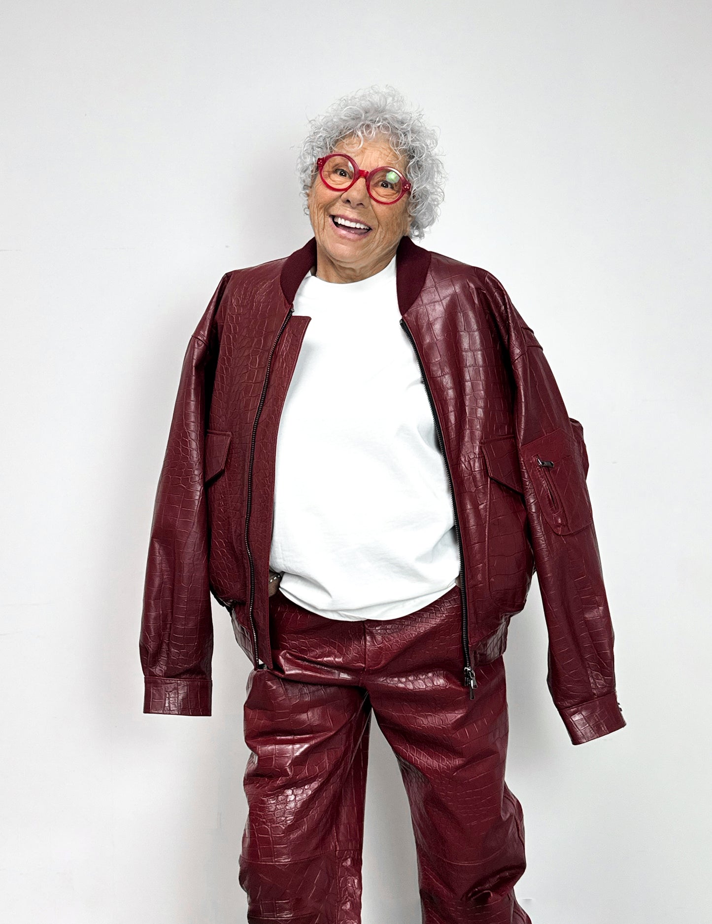 Bomber in pelle - Rosso