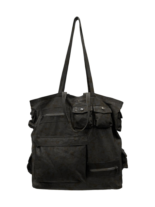 Leather Cargo Bag - Black